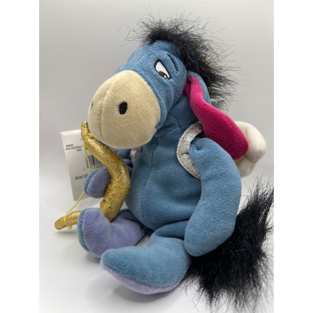 Disney Store Mini Bean Bag Cupid Eeyore 9 Inch Plush Valentine Angel Wings Bow